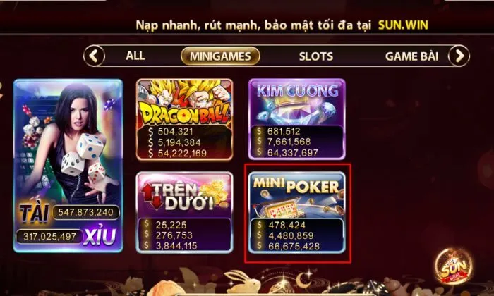 Mini Poker Sunwin Trải nghiệm chơi cá cược Mini Poker đẳng cấp tại nhà cái Sunwin