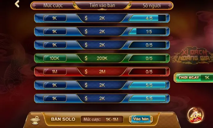 Xì Dách Hoàng Gia Sunwin Xì Dách Hoàng Gia Sunwin là một game bài được yêu thích nhất